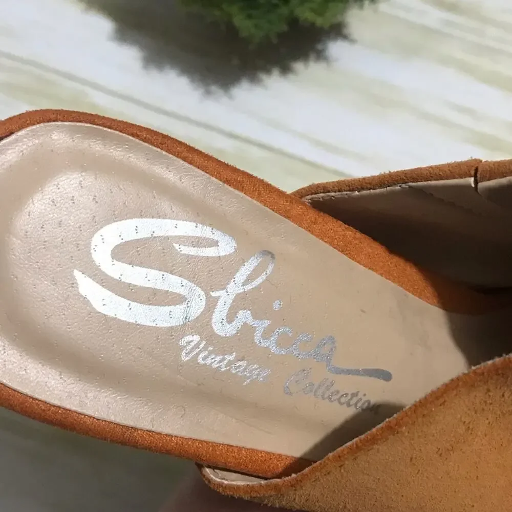 Sbicca Orange Suede Leather‎ Open Peep Toe Jute Espadrille Heel Shoes Size 9